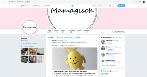 Twitterpagina Mamagisch