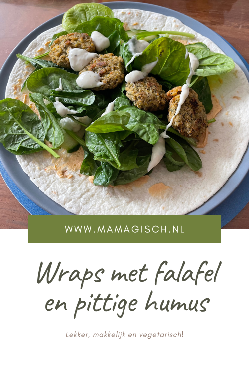 Pintrestafbeelding Recept Wraps met falafel en pittige humus