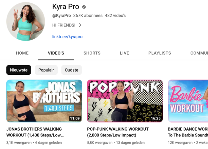 Kyra Pro home workouts YouTube 