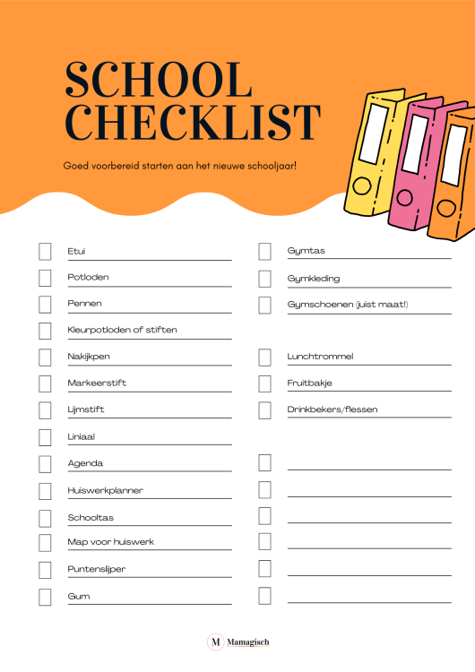 Checklist basisschool nieuwe schooljaar