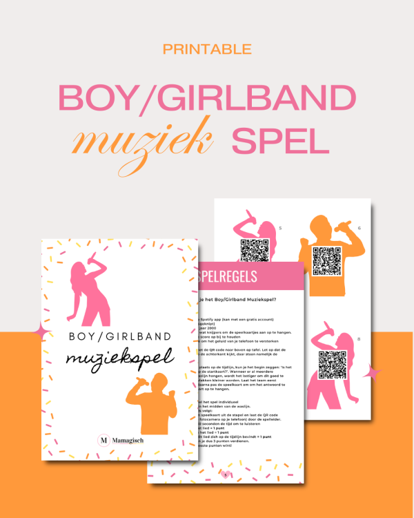 Boy/Girlband Muziekspel Printable