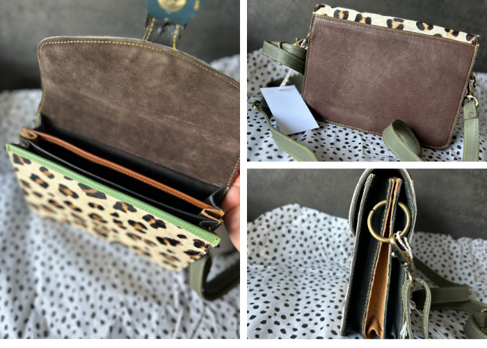 Handtas restleer panterprint