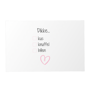Kaartje met tekst: dikke kus, knuffel, billen