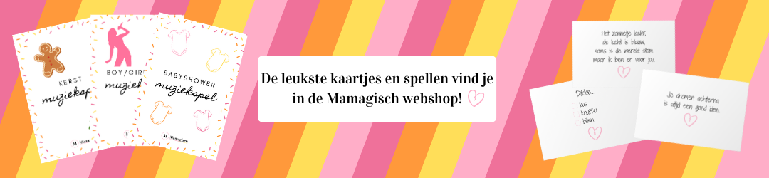 De leukste kaartjes en spellen vind je in de Mamagisch webshop! Mamagisch webshop